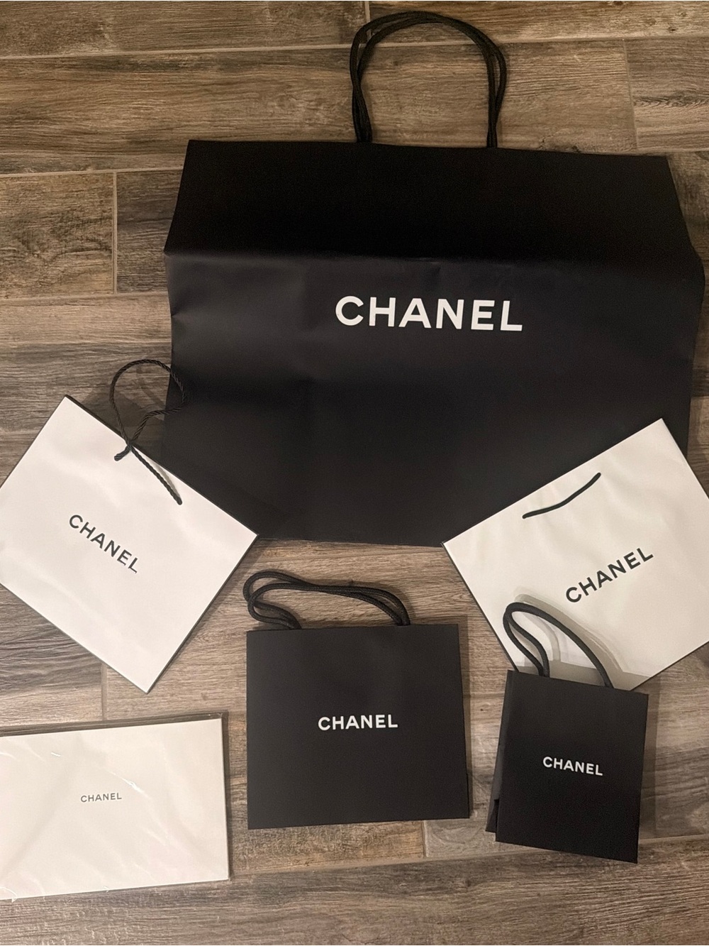 CHANEL Black and White Branded Shopping Tote Assortment